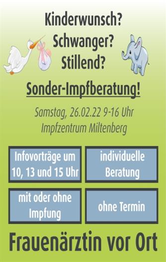 Das Impfzentrum des Landkreises Miltenberg setzt seine Reihe von Beratungstagen fort: Am Samstag, 26. Februar, können sich Schwangere, Stillende und Menschen mit Kinder-wunsch von 9 bis 16 Uhr über Impfungen und Impfstoffe informieren und sich auf Wunsch 