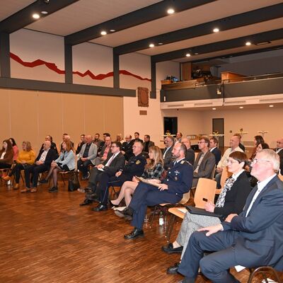 Die Zuhörerinnen und Zuhörer in der Festhalle Külsheim verfolgten interessiert die Darstellung der einzelnen, mit dem Zivilcouragepreis prämierten Fälle.