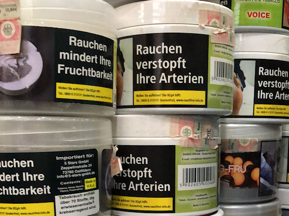 Bei Wohnungsdurchsuchungen beschlagnahmter Wasserpfeifentabak
