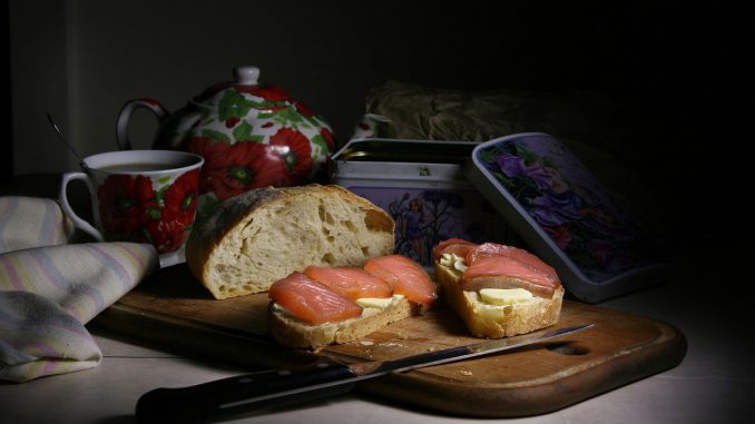 Still Life With Sandwich Tea Morning Still Life With Sandwich Tea Morning