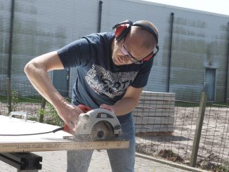 Man Jobs Saw Circular Saw Work