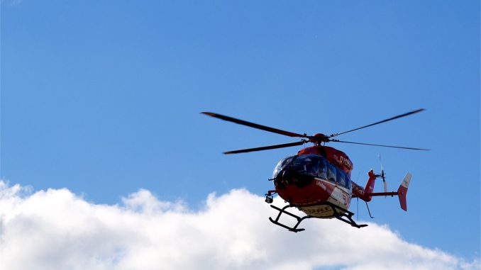 Helicopter Sky Flying Blue Clouds 