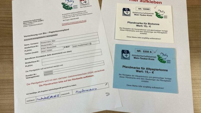 Marken für Bio- und Papiertonne rechtzeitig zurückgeben