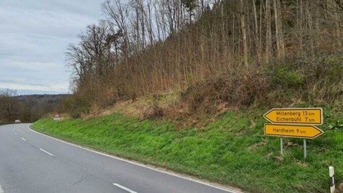 Baumfällarbeiten L 521 zwischen Riedern und Anwesen Breitenau / Main-Tauber-Kreis