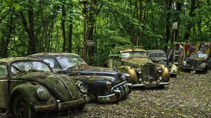 automobile, car cemetery, antique car