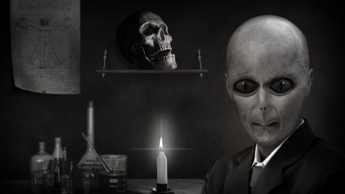 alien, reptilian, portrait