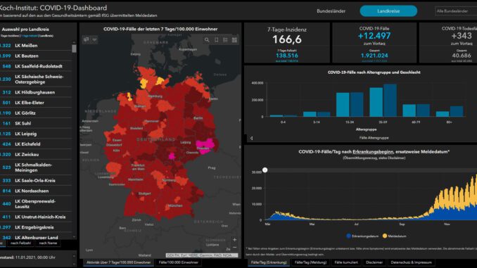 Coronafälle RKI Arcgis Deutschland Stand 11.01.2021 - Presse Wertheim24.de