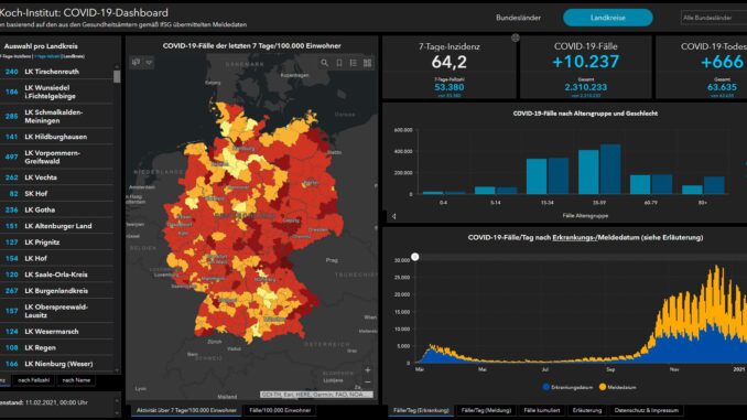 Coronafälle RKI Arcgis Deutschland Stand 11.02.2021 - Presse Wertheim24.de