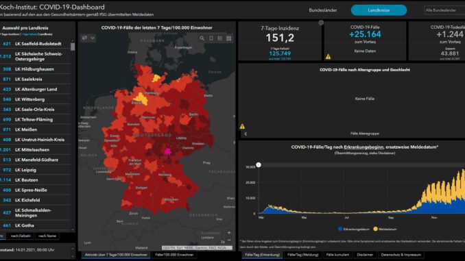 Coronafälle RKI Arcgis Deutschland Stand 14.01.2021 - Presse Wertheim24.de