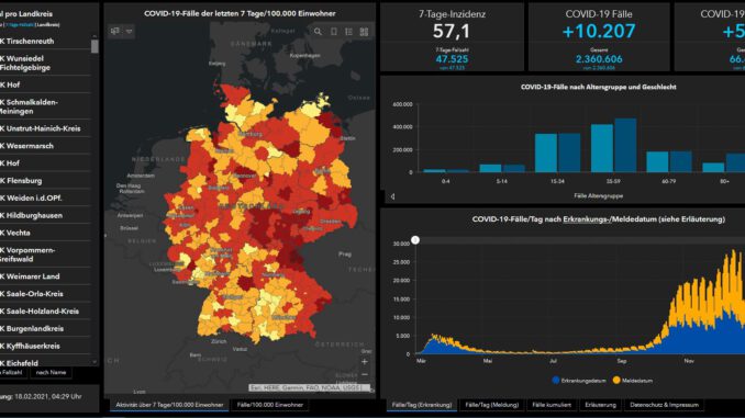 Coronafälle RKI Arcgis Deutschland Stand 18.02.2021 - Presse Wertheim24.de