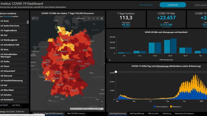 Coronafälle RKI Arcgis Deutschland Stand 25.03.2021 - Presse Wertheim24.de