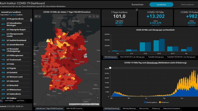 Coronafälle RKI Arcgis Deutschland Stand 27.01.2021 - Presse Wertheim24.de