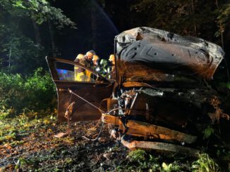 FF Bad Salzuflen: Drei Menschen bei Alleinunfall zum Teil lebensgefährlich verletzt / Audi landet auf Waldweg zwischen Bad Salzuflen und Wüsten