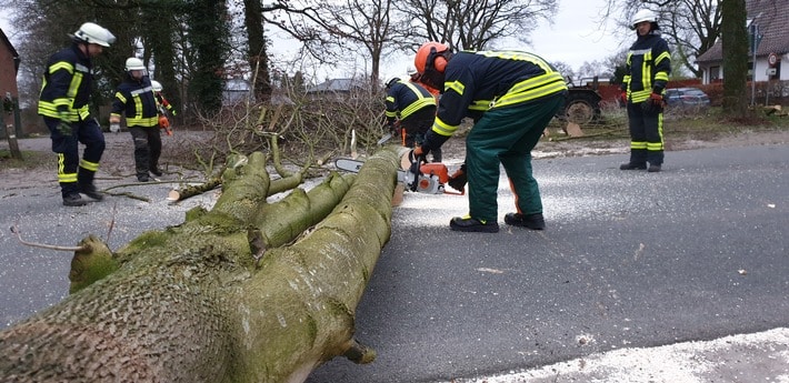 FFW Schiffdorf: Baum behindert Fahrbahn - Sturmböen sorgen erneut für Einsatz