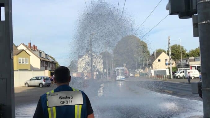 FW-BO: Wasserfontäne auf dem Castroper Hellweg