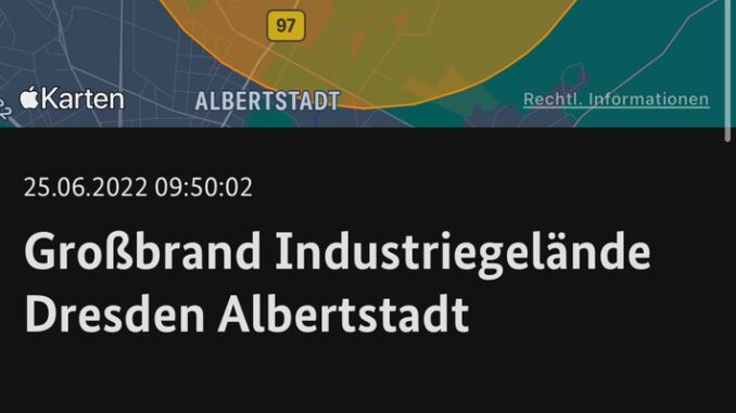 FW Dresden: Großbrand in Dresden-Albertstadt