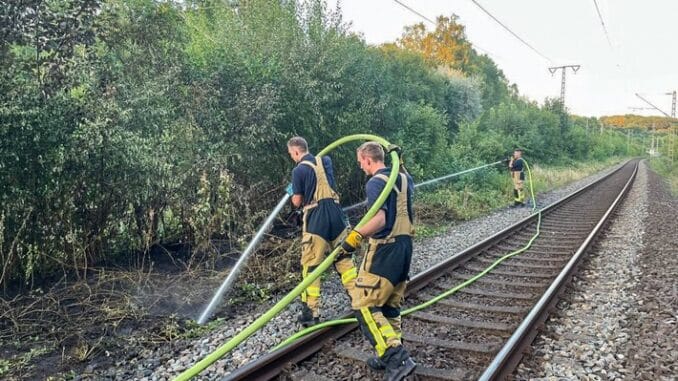 FW-E: 250 Quadratmeter Böschung gehen in Flammen auf