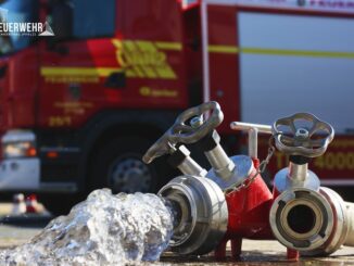 FW Frankenthal: Brand eines Bürocontainers und angrenzende Grünfläche