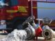 FW Frankenthal: Brand eines Bürocontainers und angrenzende Grünfläche