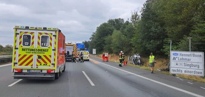 FW Königswinter: Vier Verletzte bei Verkehrsunfall auf der Autobahn A 3