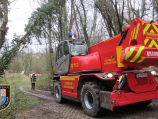 FW-MH: Aufwendige Baumfällung in den Nachtstunden