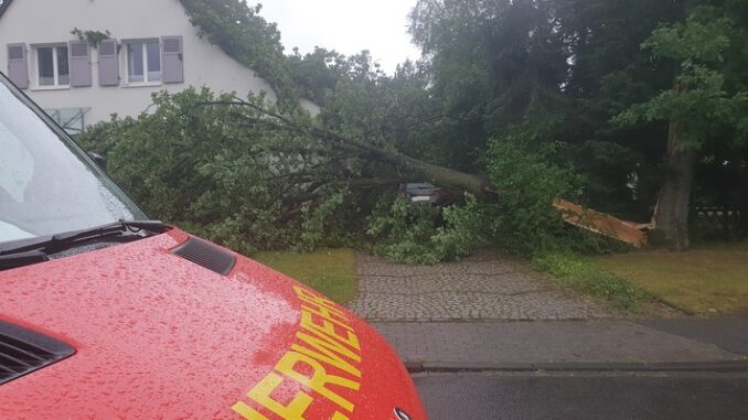 FW-MH: Gewitterfront über Mülheim. Baum stürzt auf Wohnhaus.