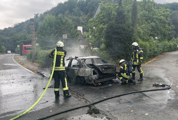 FW-MH: PKW-Brand greift auf Hecke über