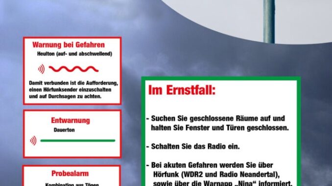 FW Mettmann: Bundesweiter Warntag am 8. Dezember - erstmals mit &quot;Cell Broadcast&quot;