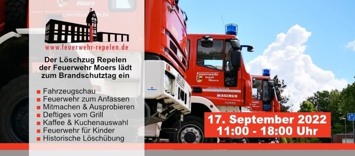 FW Moers: Brandschutztag beim Löschzug Repelen am Samstag 17. September / Fahrradcodierung durch die Polizei