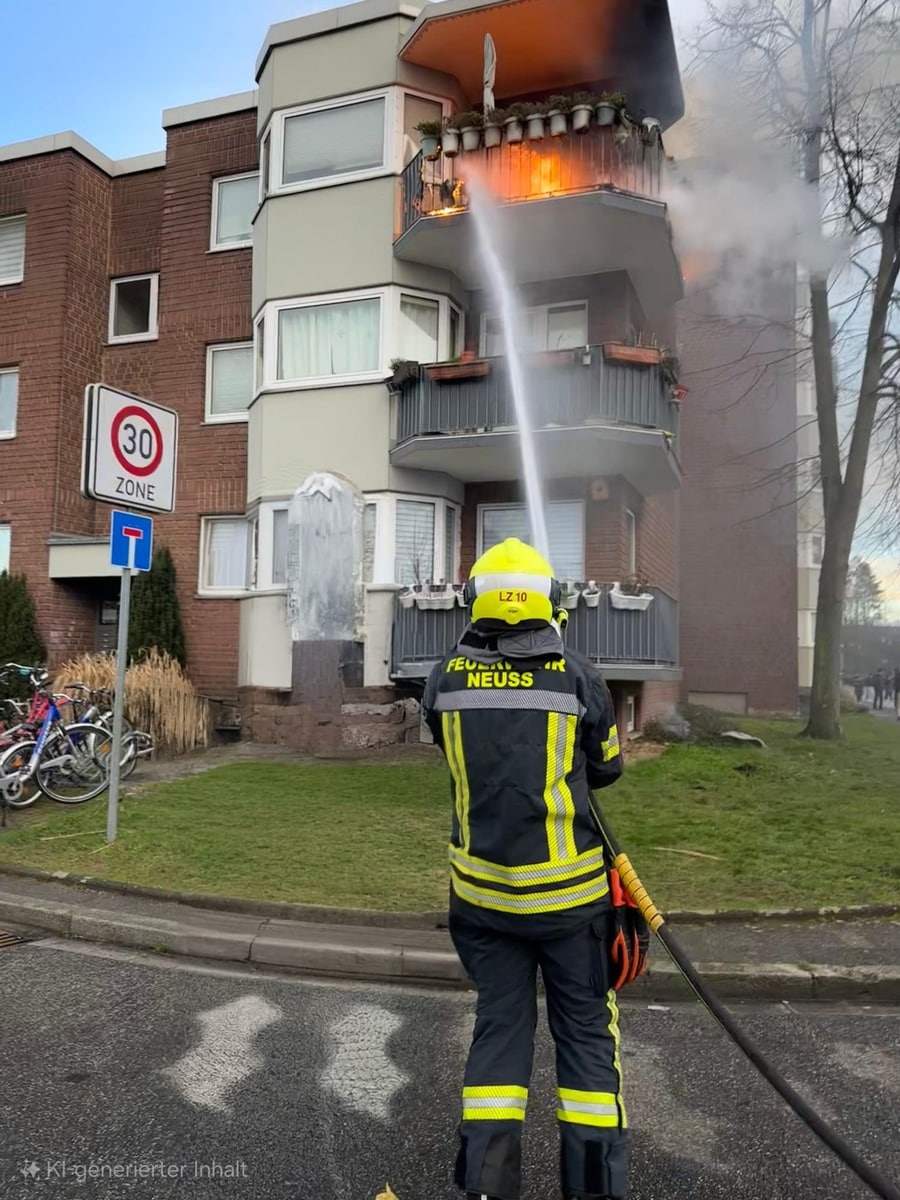 FW-NE: Balkonbrand auf der Pastor-Bredo-Straße | Ausbreitung verhindert