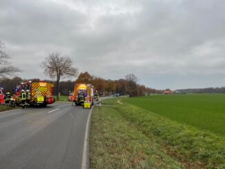 FW Oelde: PKW fährt frontal vor Baum. Im Fahrzeug eingeschlossener Fahrer muss nach Kollision aus seinem Fahrzeug befreit werden.