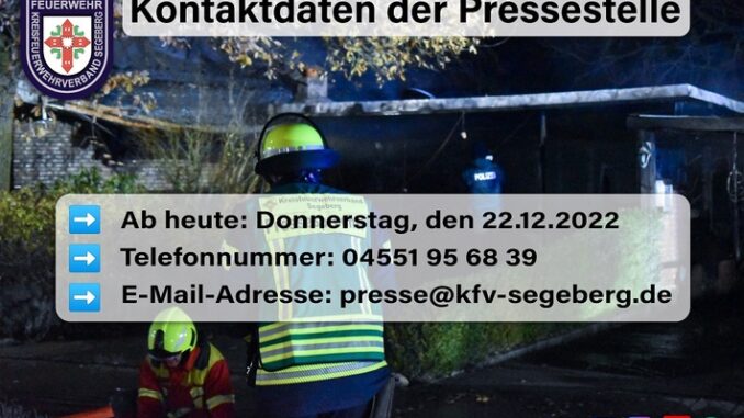 FW-SE: Änderung der Kontaktdaten der Pressestelle des Kreisfeuerwehrverband Segeberg