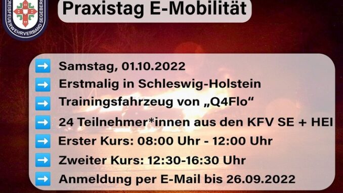 FW-SE: Einladung zum Praxistag E-Mobilität und die Feuerwehr (Vertreter*innen der Presse)