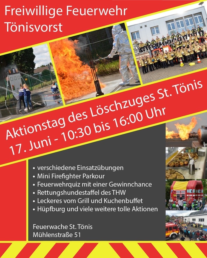 FW Tönisvorst: Aktionstag der Feuerwehr Tönisvorst - Löschzug St. Tönis