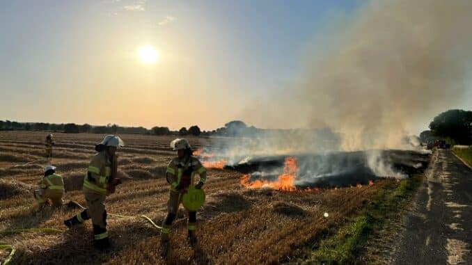 FW Xanten: Erneuter Brand eines Feldes