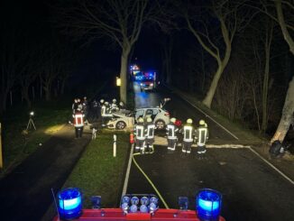 Feuerwehr Kalkar: Alleinunfall- PKW gegen zwei Bäume