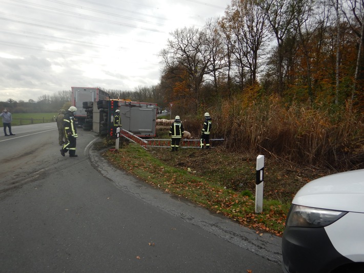 FW-WAF: Verkehrsunfall mit Viehtransporter