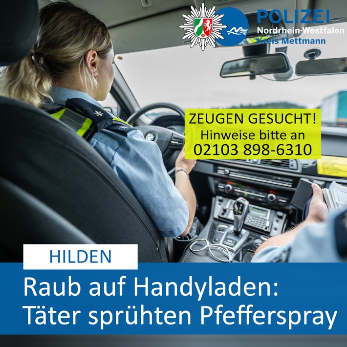 POL-ME: Raub auf Handyladen - mehrere Personen mit Pfefferspray besprüht - Hilden - 2311052