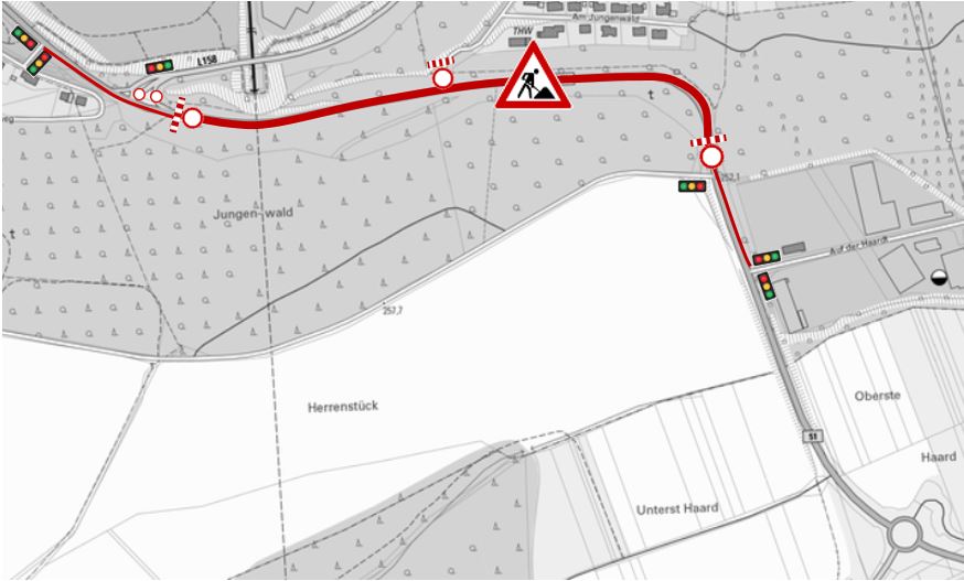 Baubereich der Straßenbauarbeiten zwischen Ortsausgang Mettlach bis zur Einmündung "Auf der Haardt"