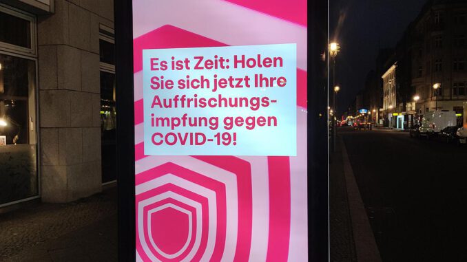 Werbung für die Auffrischungsimpfung, über dts Nachrichtenagentur