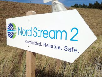 Hinweisschild Nord Stream 2, über dts Nachrichtenagentur