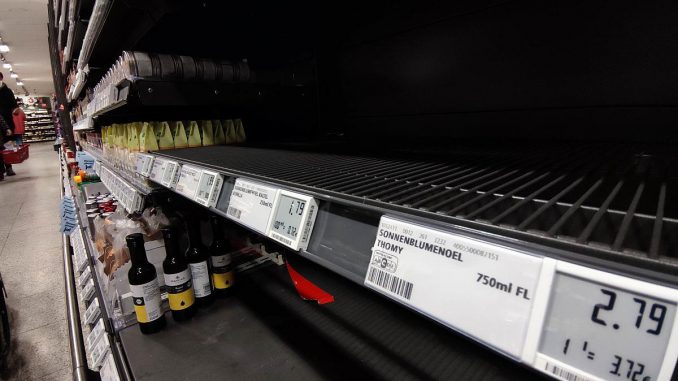 Ausverkauftes Sonnenblumenöl, über dts Nachrichtenagentur