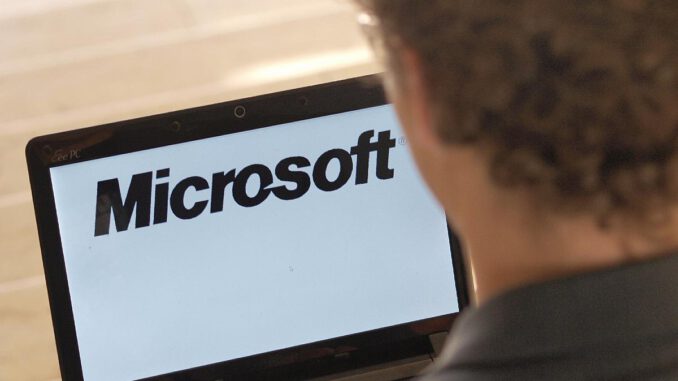 Microsoft-Logo auf einem Computer, über dts Nachrichtenagentur