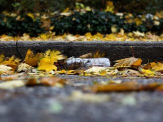 plastic bottle on pavement