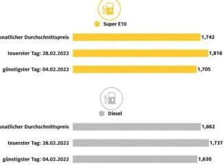 Spritpreise im Februar so hoch wie nie / Preise stiegen innerhalb des Monats um rund ...