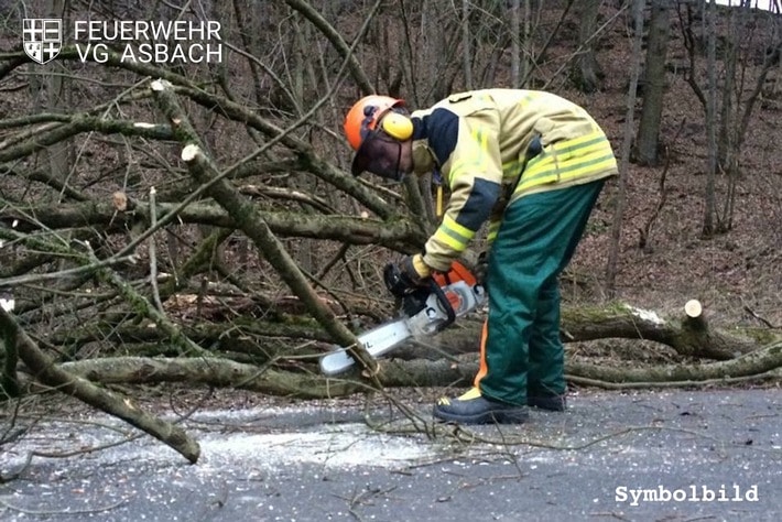 FW VG Asbach: Sturmtief beschäftigt die Feuerwehren in der Verbandsgemeinde Asbach