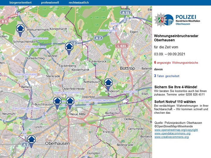 POL-OB: Wohnungseinbruchsradar - mehr Einfamilien- und Reihenhäuser angegriffen